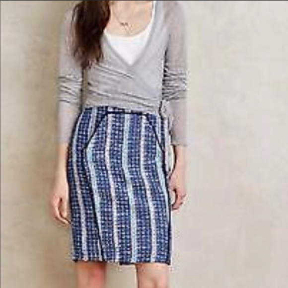 Anthropologie Eva Franco Embarcadero Striped Textured Pencil Skirt Size 6 - Picture 1 of 8